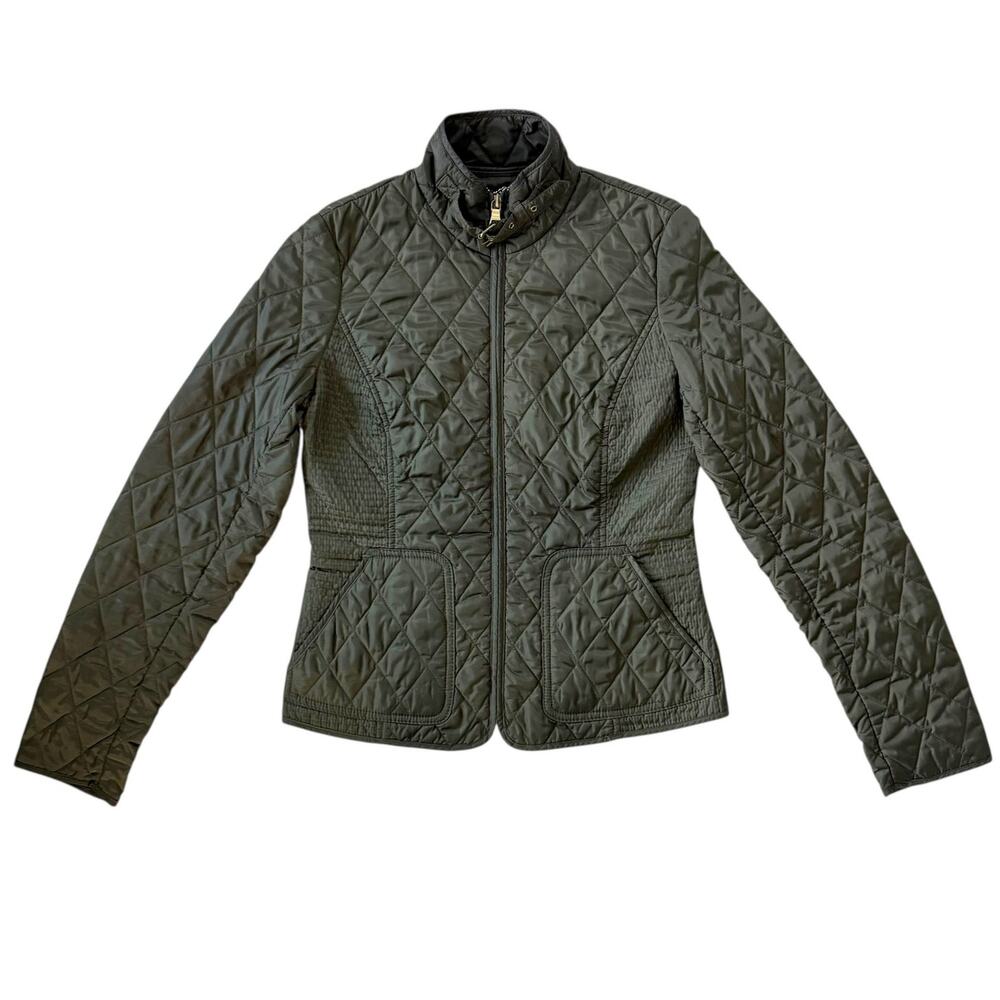 Banana Republic Quilted Lightweight Jacket Stand-up Collar Pockets Size XS Green